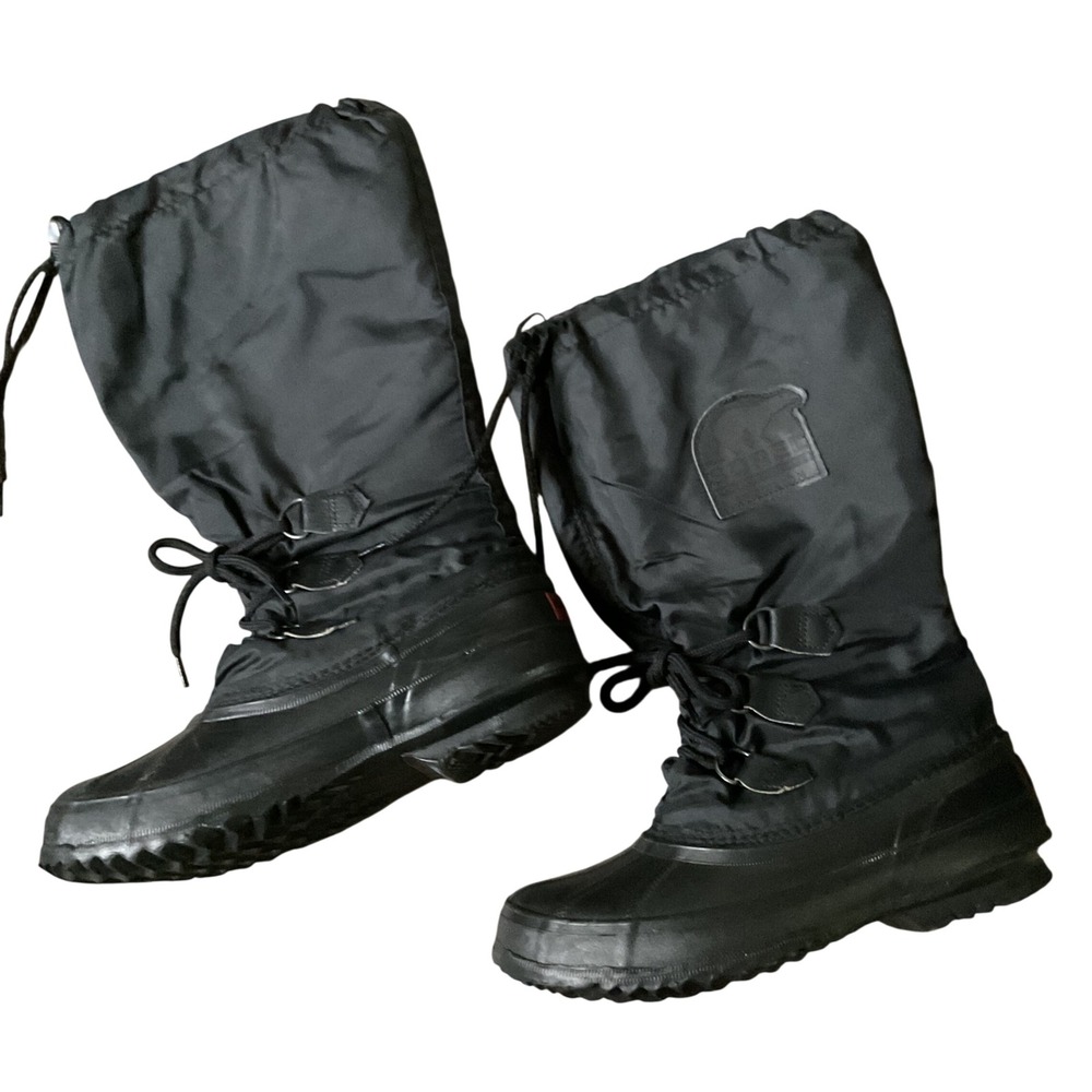 Sorel Snowlion Vintage Black Waterproof Winter Snow Boots Women Size 7 Canada